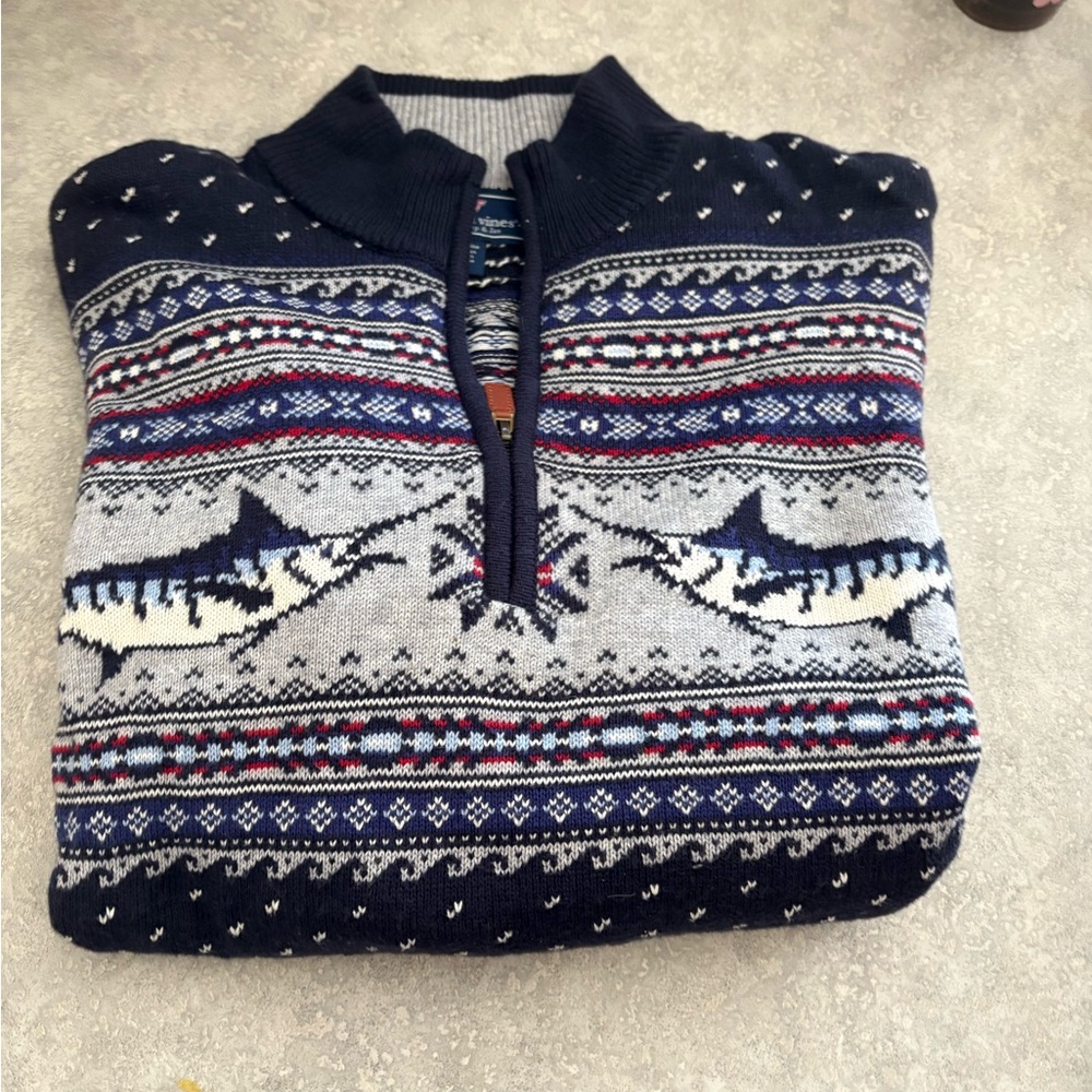 Men's Navy Shark Pattern Sweater VINEYARD VINES